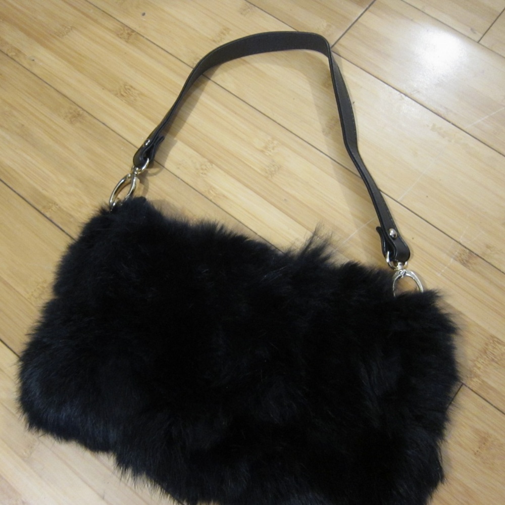 Black fur purse
